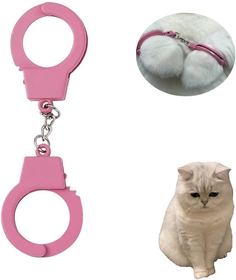 Cat Toy Mini Handcuffs Cat Novelty Toy Pink Metal Toy (Pink)