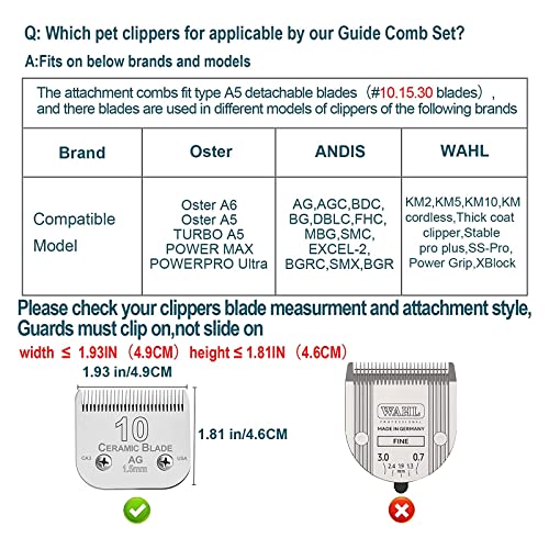 Dodaer Animal Stainless Steel 4 Color Guide Comb Set For Detachable 10/15/30 Blade Dog Clippers,Compatible With Andis,Oster A5,Wahl Km Series Guard Clipper From 3/4" To 1-1/4"(Pack Of 4) #TOP3