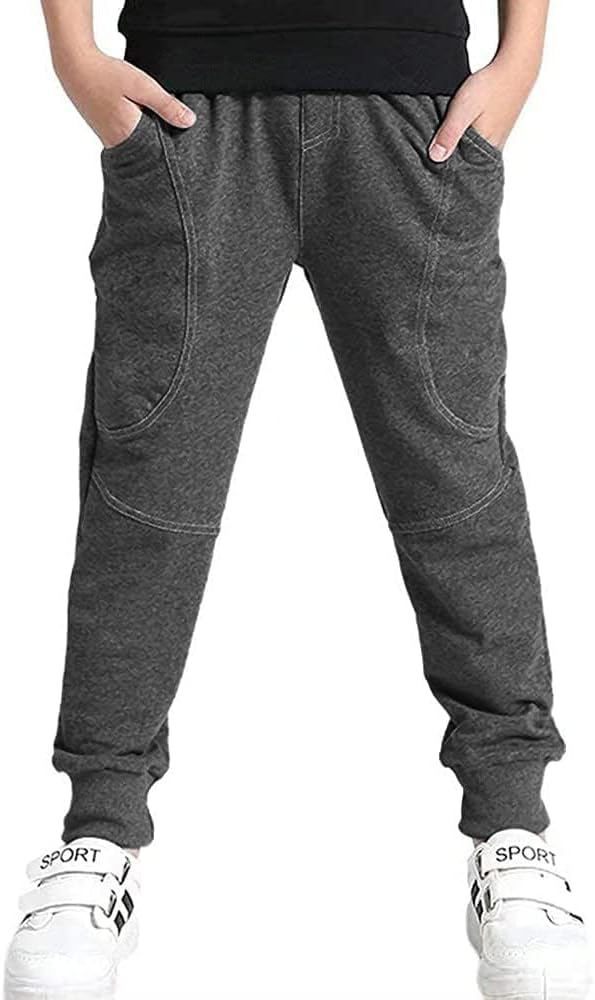 SHOOYING Boy's Baggy Cotton Sweatpants Casual Elastic Joggers Pants, 4-16 Years - Image 2