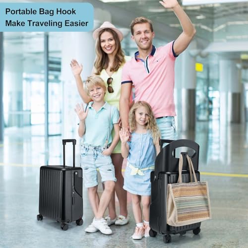 Image of 22 Inch Carry on Luggage with Seat for Kids Expandable Ride on Suitcase with Spinner Wheels and Locks for Travel (Black), Black, 20 Inch