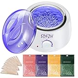 Wachswärmer Wax enthaarung Wachs Haarentfernung Wachsgerät Wachserhitzer mit 4X100g Wachsperlen für Haarentfernung, 30 Wischstöcke Bohnen Haarentfernungs Wachserhitzer Wachsbohnen Warmwachsgerät