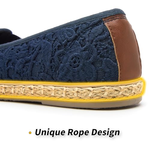 Image of BABUDOG Women's Flats with Flower Embroideried,White Lace Ballet Flats,Comfortable Dress Flats