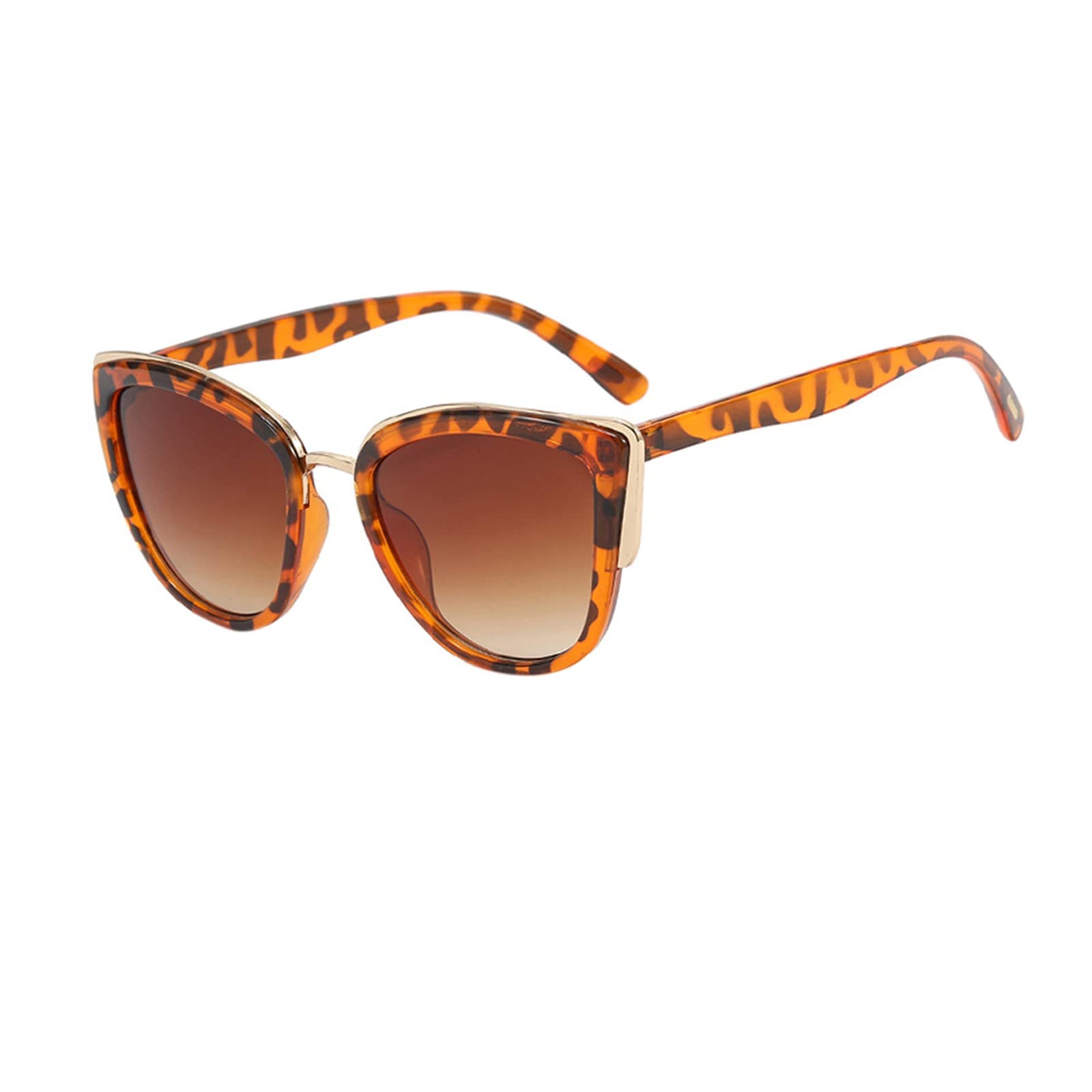 Generic Classic Round Sunglasses for Women Vintage Large Frame Small Cat Eye Brown One Size HW2W1UGz2