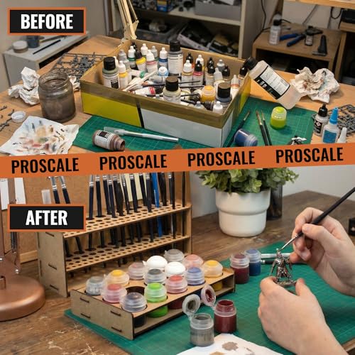 Image of PROSCALE Mini Paint Holder for Miniatures & Modeling, Compact Project Paint Organizer Tray for 33mm Pots, Portable Tabletop Paint Rack, Compatible with Citadel (33mm)