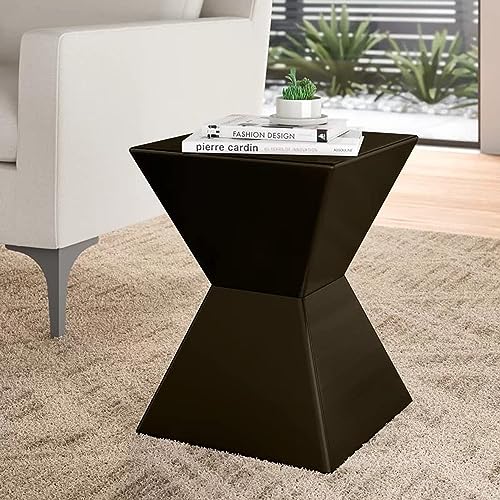 Image of Wooden Block Accent Side Table in Antique Wooden Design, Fully Assembled, End, Bedside Table and Nightstand, for The Living Room and Bedroom-Black