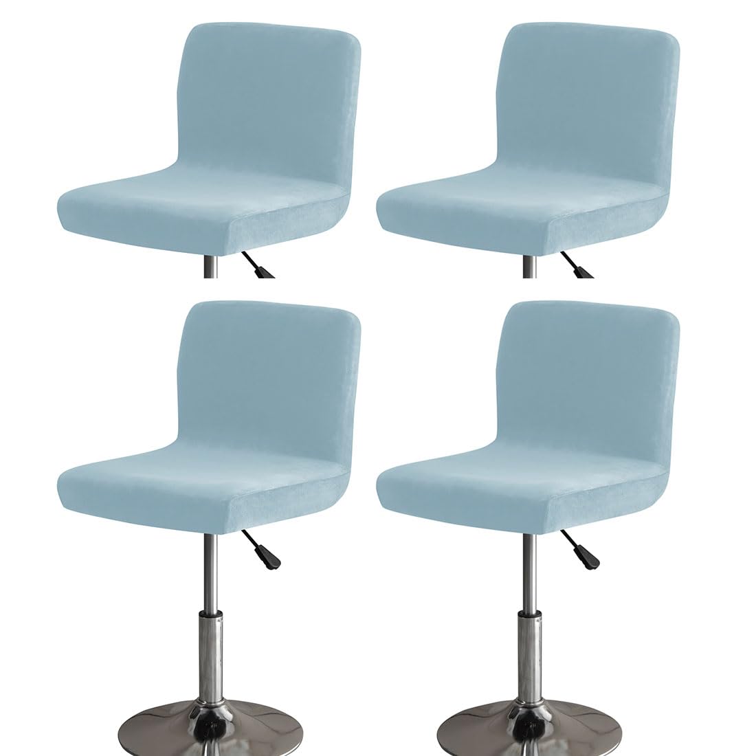 Bifaunvogel Bar Stools Cover with Back Velvet Barstools Slipcovers Stretch Counter Height Bar Stool Covers Protector Square Swivel Barstool Covers for Kitchen Bar Set of 4 Light Blue