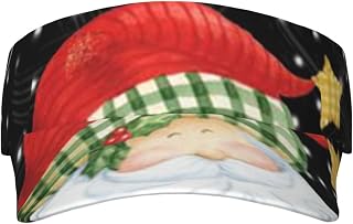 Santa Claus Art Sports Sun Visor Hats Adjustable Empty Top Baseball Cap Unisex Visor Cap Black, Black, One size