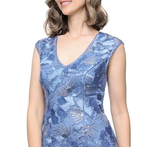Image of Alex Evenings Womens Long Sleeveless Soutache Rosette Mother of the Bride Dress