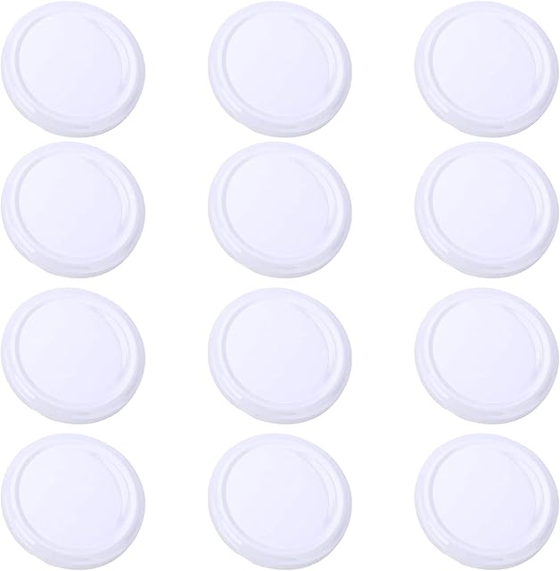12 Pcs Universal Canning Lids Jam Jar Replacement Lids Polished Metal Twist-off Lids for Preserving Jars, Sauce Jars, Storage Jar White 70mm