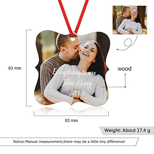 Gemszoo 2022 Christmas Personalized Picture Ornaments, Custom Double Sided Photo Text Ornaments Hanging Xmas Tree Commemorative Pendant Decoration Gift For Family, Couples (Flower Square) #TOP2
