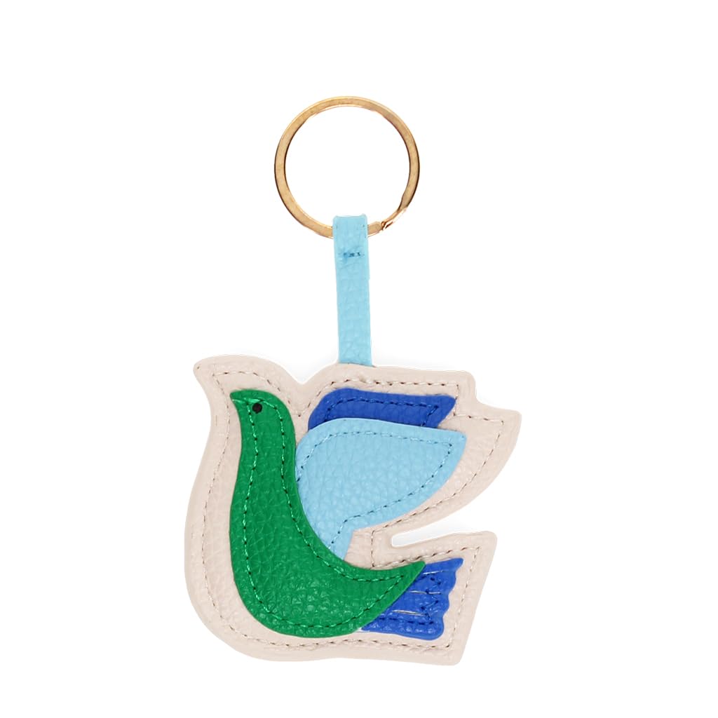 Rex London Unisex Green Faux Leather Keyring - Bird