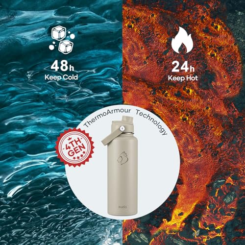 Image of BUZIO Triple Wall Vacuum Water Bottle with Dust-Proof Straw & Spout Lids
