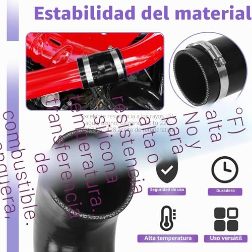 Miniatura 3 de Swpeet 3 Piezas 2 Pulgadas - 51 Mm 4 Capas Reforzadas Kit De Manguera De Silicona Negra Recta Con Abrazaderas De Perno En T De Acero Inoxidable 304 De 46-70 Mm Para Intercooler De Admisión Turbo
