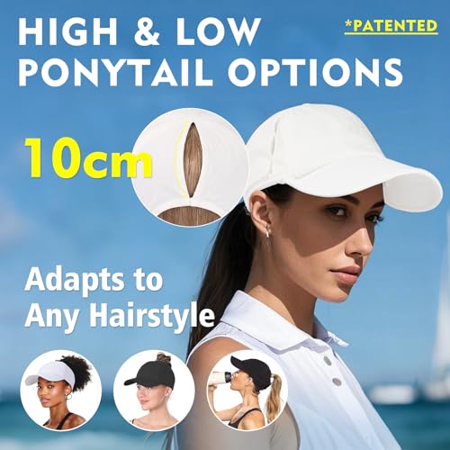 Image of TOP-EX ChicPony UPF 50+ Cooling High Ponytail Baseball Cap for Women | Cool-touch wicking band, hidden 4 in slot fits high /low ponytails; 2.3 oz, packable, airy, quick-dry, adjustable for sports