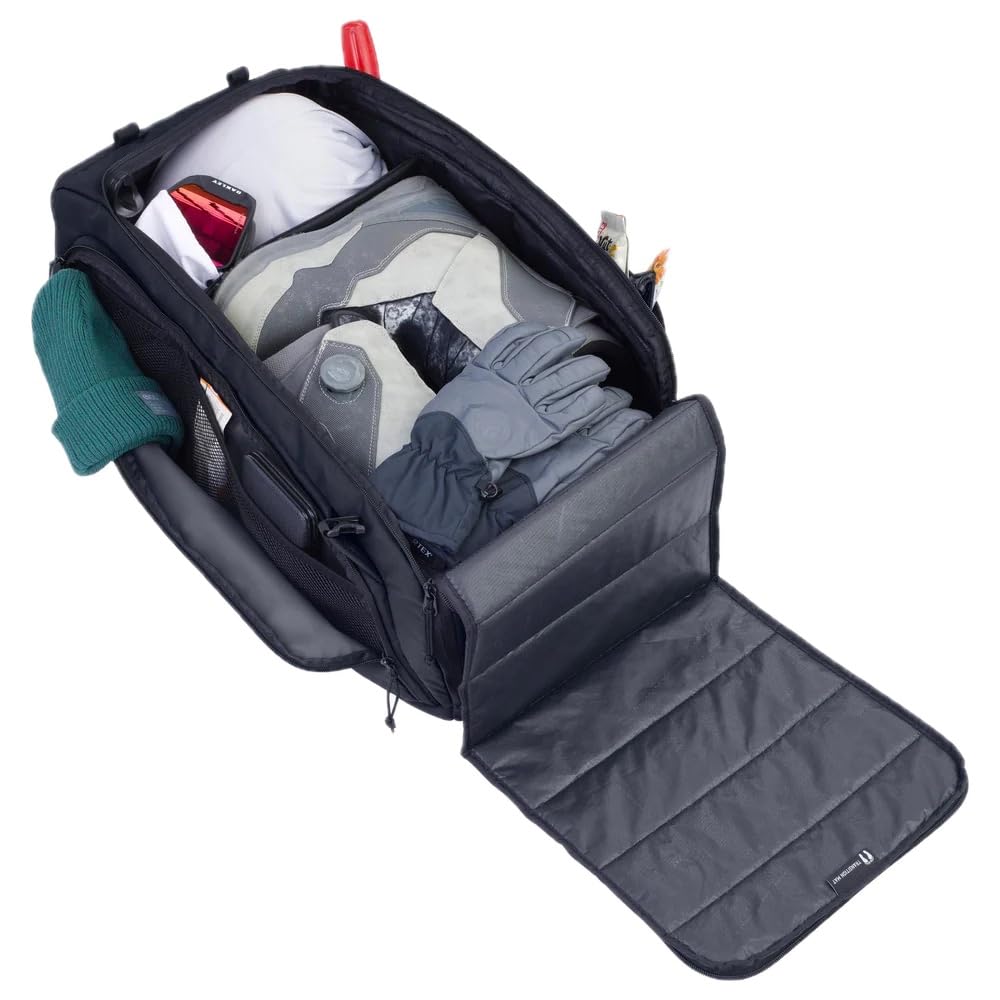 Torba podróżna EVOC GEAR BAG 55 (torba rowerowa z funkcją plecaka, wyjątkowo wytrzymały materiał zewnętrzny, odpinane paski na ramię, zmienne przegrody, odporna na brud/wodę), stal/szary