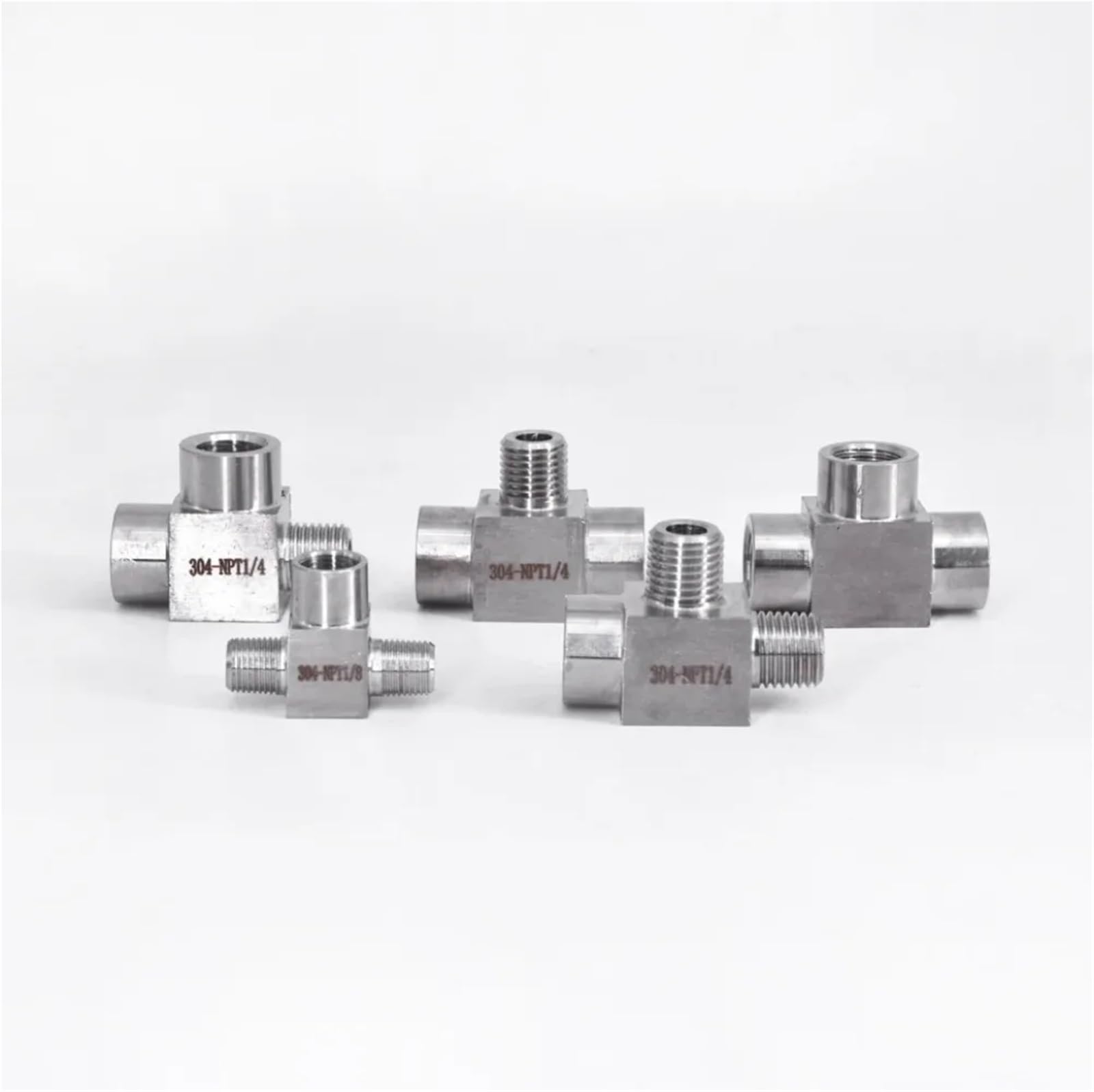 10 piezas de accesorios de tubería en T de acero inoxidable 304 de 3 vías, rosca NPT BSP de 0.12 pulgadas, 0.25 pulgadas, 1 cm y 0.5 pulgadas
