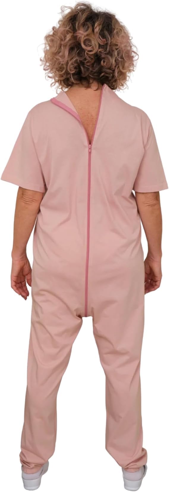 FERRUCCI COMFORT Pigiama Sanitario Donna Rosa Femminile con Zip sul Dorso - 9078 MC PL - Manica Corta e Pantalone Lungo, 100% Cotone