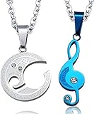Jstyle Jewelry Stainless Steel Best Friend Puzzle Pendant,Music Note Engraved,with Chain