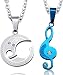 Jstyle Jewelry Stainless Steel Best Friend Puzzle Pendant,Music Note Engraved,with Chain