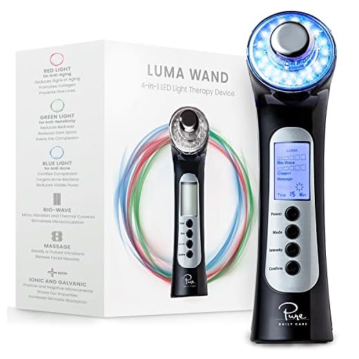 Pure Daily Care Luma - 4 in 1 Skin Therapy Wand - Ion Therapy LED Light Machine - Wave Stimulation- Massage - Anti Aging - Lift & Firm Tighten Skin Wrinkles