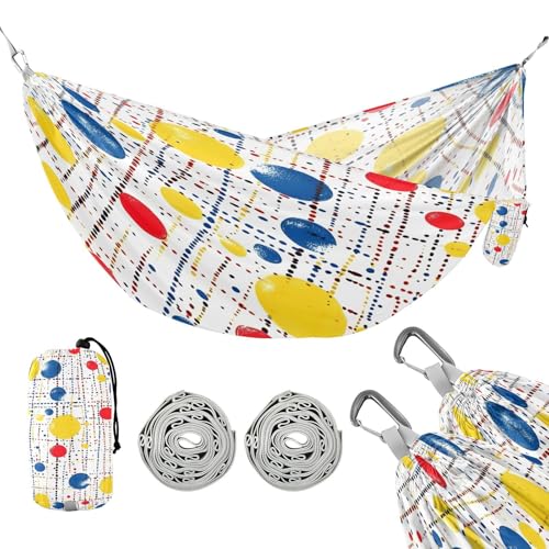 ATTX Abstract Geometric Camping Hammock - Lightweight & Portable Hammocks, Heavy Duty 330lbs Capacity for Indoor, Hiking, Backpacking, Travel, Backyard, Beach#546