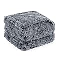 Bedsure Waterproof Dog Blankets Large - 127x152cm Dog Bed Blankets Washable for Large Dogs and People, Fluffy Pet Blanket for Sofa Bed Protector, Grey