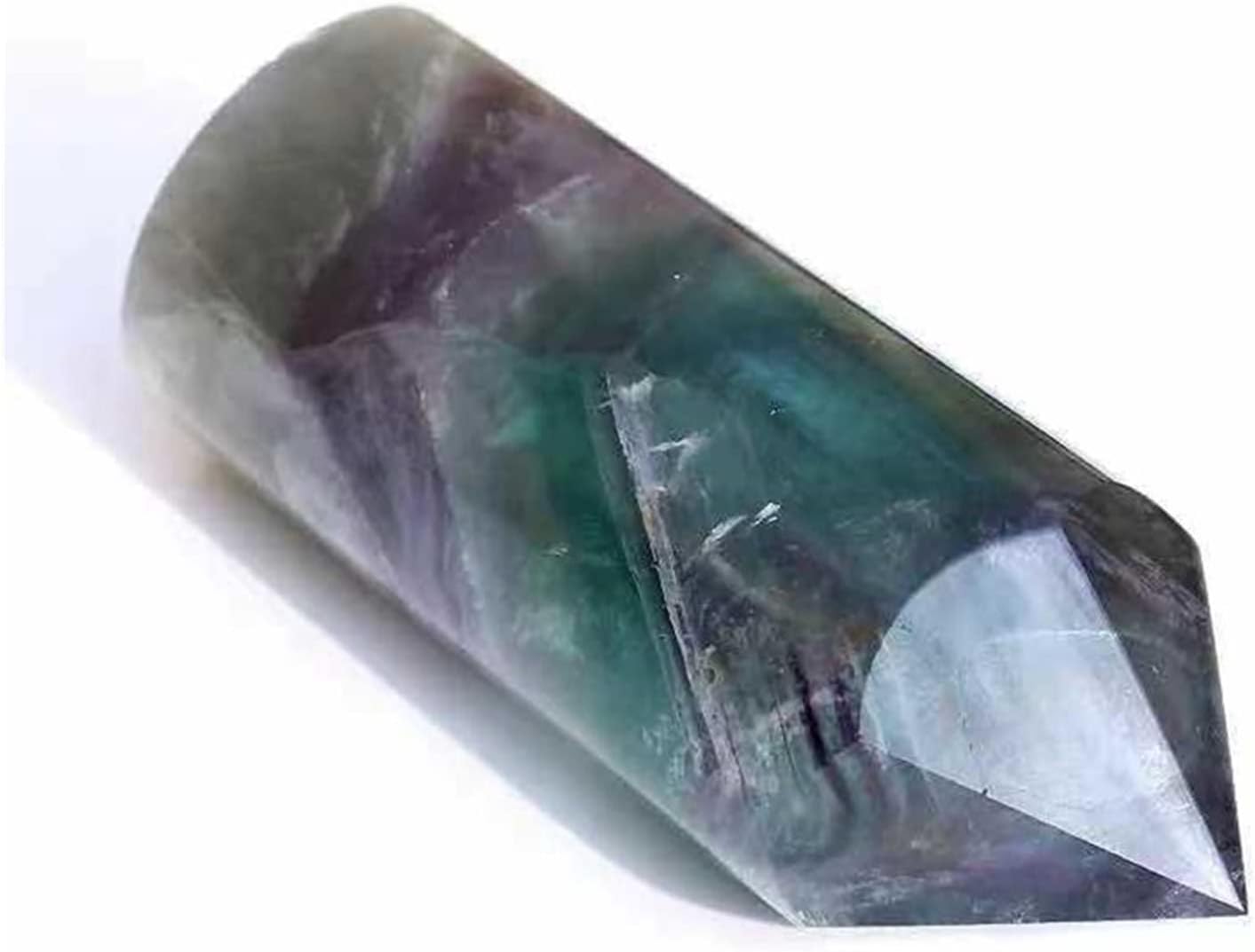 FIDEMM Natural Crystal Rough 1pc 90MM-100MM Natural Rainbow Fluorite Crystal Wand Healing Point Tower Stone