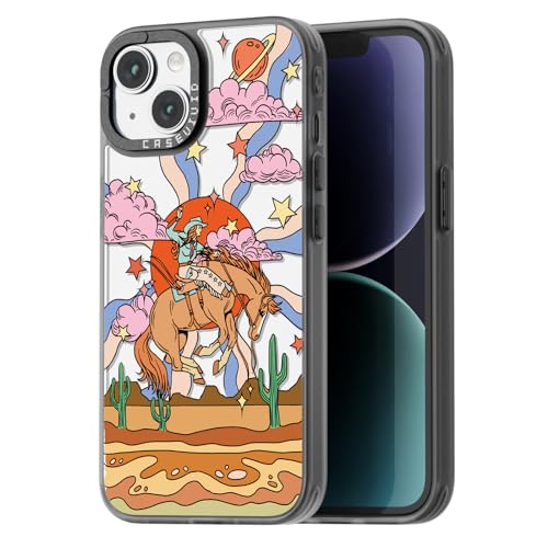 Coque iPhone 15 motif cowboy noir 6,1 pouces pour femme et fille