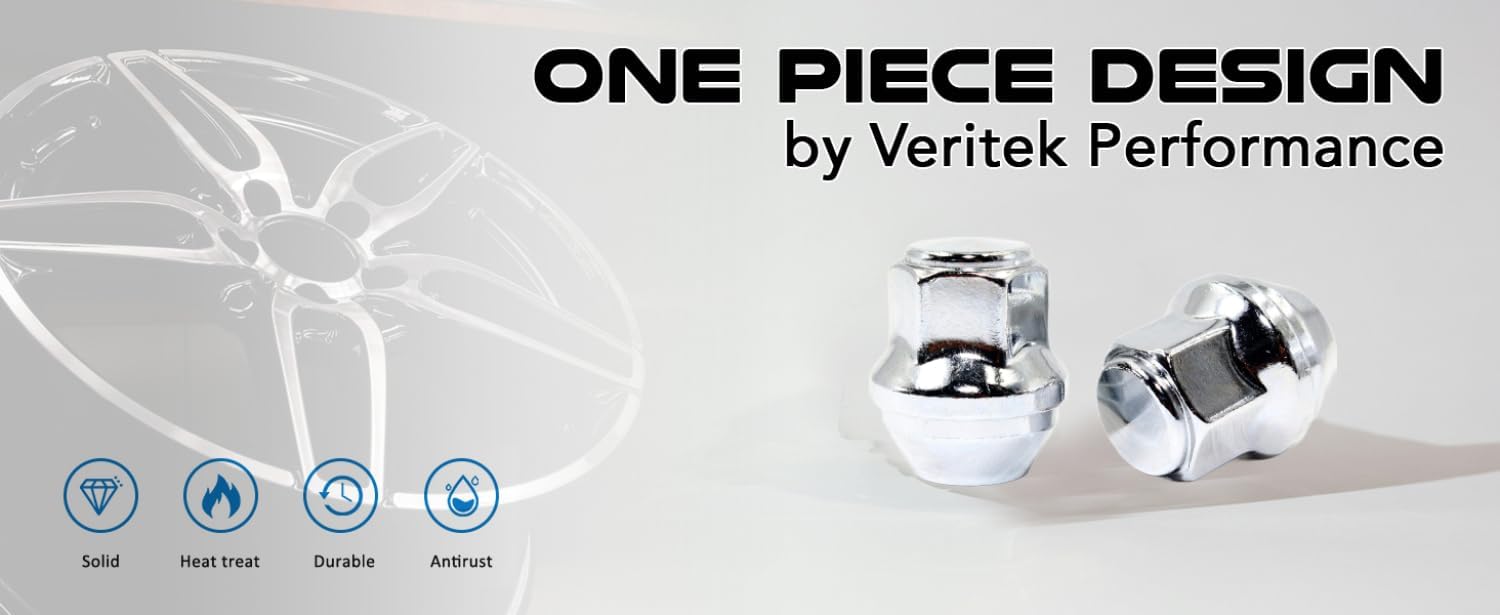 Set of 20 Veritek 12x1.5mm 3/4 19mm Hex 1.25 Inch 31.75mm Length Chrome OEM Factory Style Large Acorn Seat Lug Nuts for Ford Focus Fusion Escape Lincoln MKC MKZ Factory Wheels