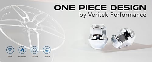 Miniatura 7 de Veritek - Juego de 20 tuercas hexagonales de 1.25 pulgadas 3/4 de 0.748 in de longitud cromadas OEM estilo fábrica grandes bellota para Ford Focus