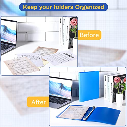 4 Packs 1 Inch Binder With Pocket 3 Ring Binder For School Blue Plastic Flexible Binder Round Ring School Binder Notebook Soft Cover Binder For Office Sheet Supplies #TOP4