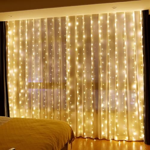 Luz de LED Cortina, 3 metros, 100 LEDs, à prova d'água, luz de cortina USB, fio de cobre, cordão de