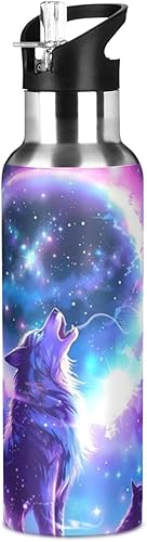 Vista 53 de Kcldeci Unicorn Rainbow Galaxy - Botella de agua deportiva de 20 onzas, tapa de pajilla, a prueba de fugas, aislamiento al vacío, botellas de agua