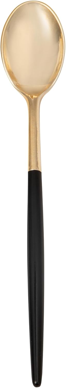 Restaurantware-Moderna 7.75 Inch Fancy Flatware, 50 Durable Plastic Flatware - With Black Handle For Grip, Heavy-duty, Gold Plastic Spoons, Easily Disposable Or Restaurants