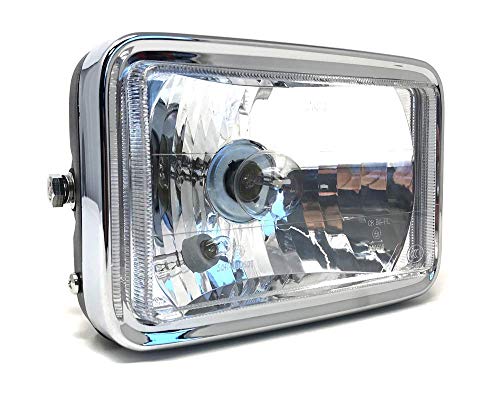 Tbest Faro Moto Retrò 12V 4'' - Universale, Cromato, Lente In Vetro, Luce Gialla, Per Chopper E Custom