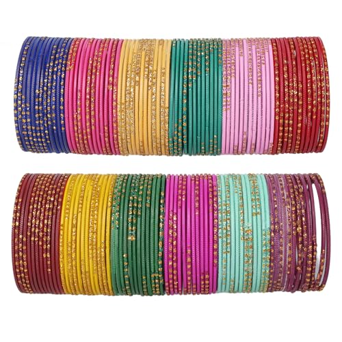 Touchstone indian bangles bracelets for women colorful churiyan set return gifts jewelry chudiya bulk pack bollywood metal bangle sets 12 textured vintage colors. Set of 144