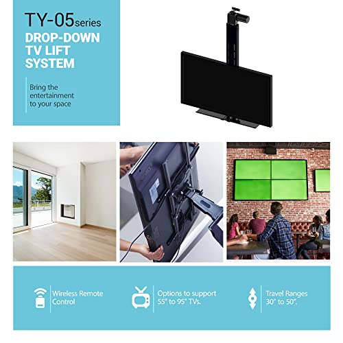 Hidden Drop Down Tv Lift, Motorized Tv Ceiling Mount For Up To 95" Screens. Lift Stroke 50" #TOP4