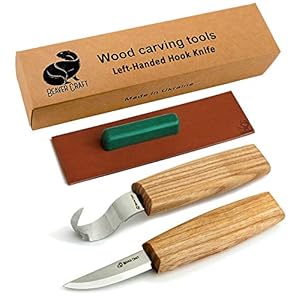 BeaverCraft S01L Set di coltelli per intaglio di cucchiai di legno Kit di strumenti per la fabbricazione di cucchiai Coltello da intaglio Coltello a uncino per mancini Ciotola Tazza Kuksa