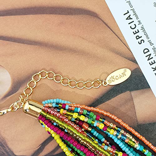 Bocar Chunky Statement Colorful Seed Beads Women Choker Collar Necklace (309) #TOP4