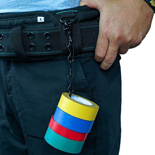 Image of MELOTOUGH Tape Thong for Tool Belt Waist Electricians Tape Holder Chain with Keyring and trigger snap hook Black Plating 1 pack