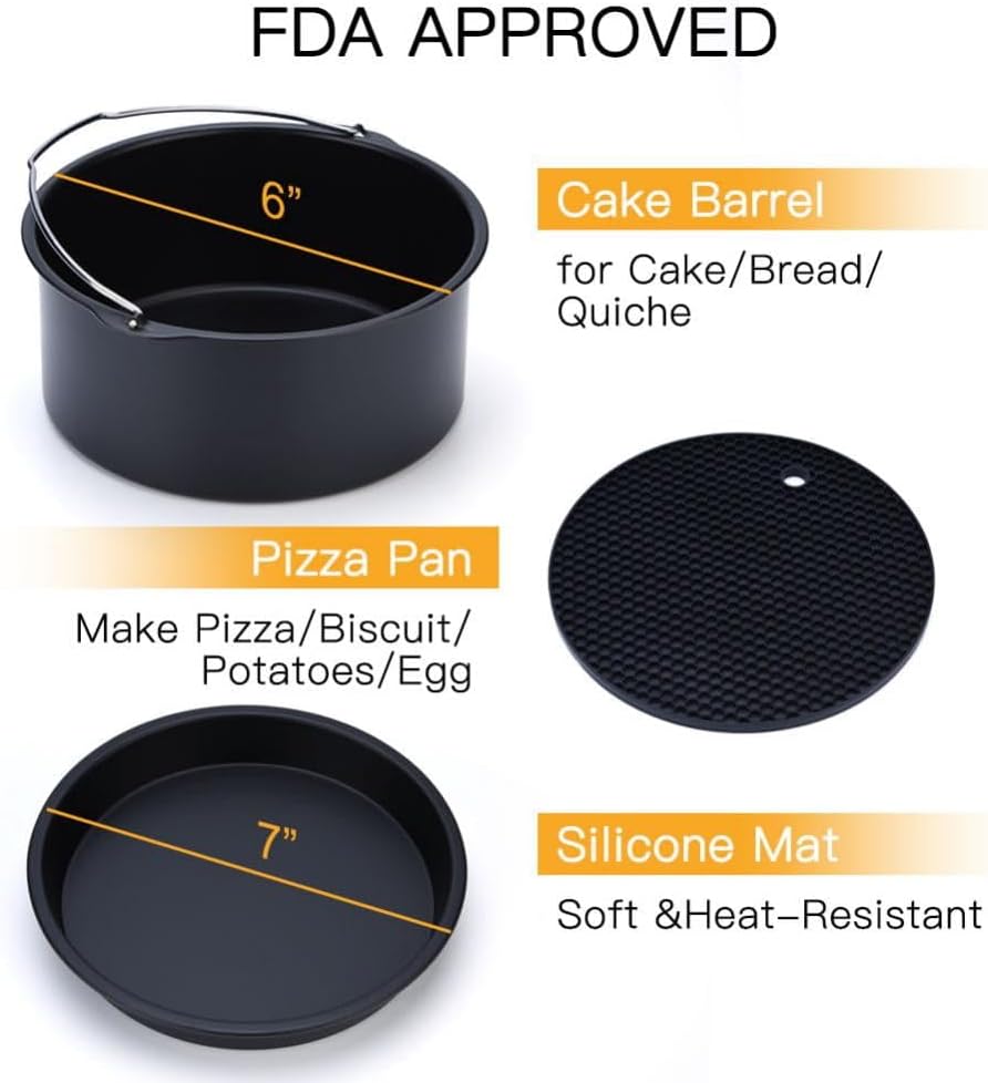 Universal Air Fryer Accessories,5 Pcs Kit Fit All Standard Air Fryer 3.2-4.5QT