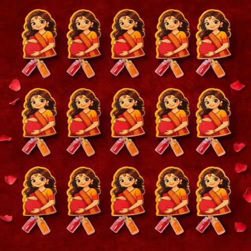 Image of CraftVatika Baby shower Haldi Kumkum Return Gifts in Bulk Festive Decor, Pasupu Haldi Bottle Mom To Be Cutout, Thamboolam Return Gifts for Wedding Pooja, Navratri Gift for Family and Friends (15 Pcs)