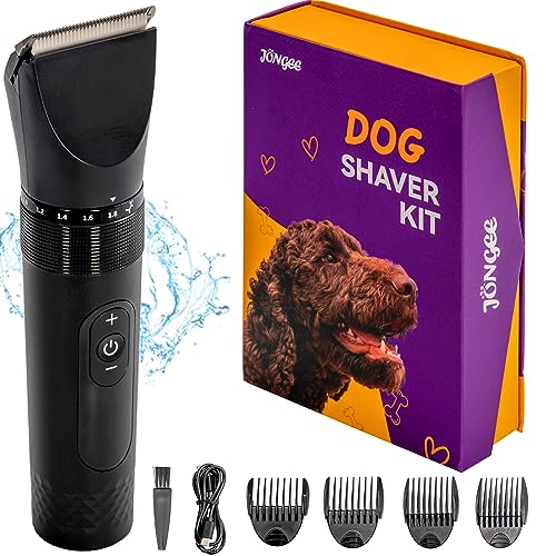 JONGEE Dog Clipper for Grooming, Rechargeable Cordless Puppy Shaver with ...