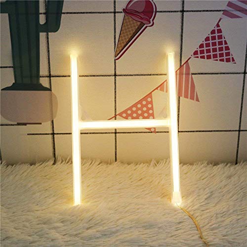 Image of ENUOLI Neon Letter Sign Night Lights Warm White Alphabet Letter Lights(H) | Wall Decorative Night Lamp for House Bar Pub Hotel Beach Recreational Kids Room Living Room Birthday Wedding Party Home Decor