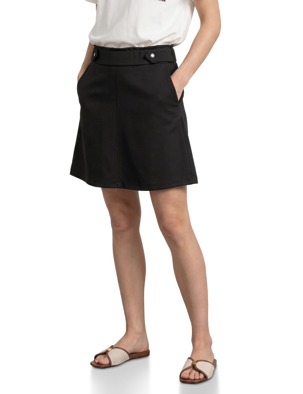 Damen Kniefreier Rock mit Knopfdetails