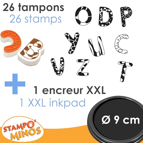Stempelset Minos Buchstaben Alphabet, inkl. 26 Stempel und 1 Stempelkissen, kreativer Stempelspaß für Kinder ab 3 Jahren