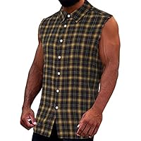 Herren Checkshirt Ärmellos - Karohemd Ohne Ärmel Mit 2 Brusttaschen