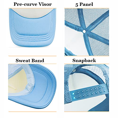 Toptie Kids 5 Panel Mesh Trucker Cap Adjustable Snapback Hat Blank Foam Trucker Hat-Neon Yellow/White #TOP2