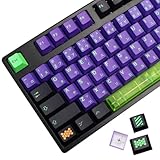 Keycaps Purple Black Keycaps, MOLGRIA 134 Set Unit-01 Key Caps for Gaming Keyboard, PBT Cherry Profile Dye Sublimation Keycap for Gateron Kailh Cherry MX 104/87/74/61 60 and 75 Percent Keyboard