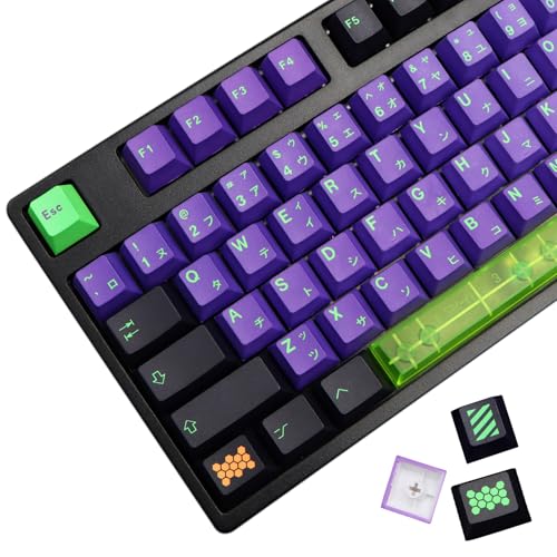 Keycaps Purple Black Keycaps, MOLGRIA 134 Set Unit-01 Key Caps for Gaming Keyboard, PBT Cherry Profile Dye Sublimation Keycap for Gateron Kailh Cherry MX 104/87/74/61 60 and 75 Percent Keyboard
